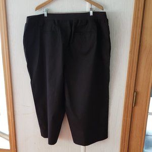 Denim & Co. Classic Waist Stretch Poplin Crop Pants with Ribbed Waist 3X  Black